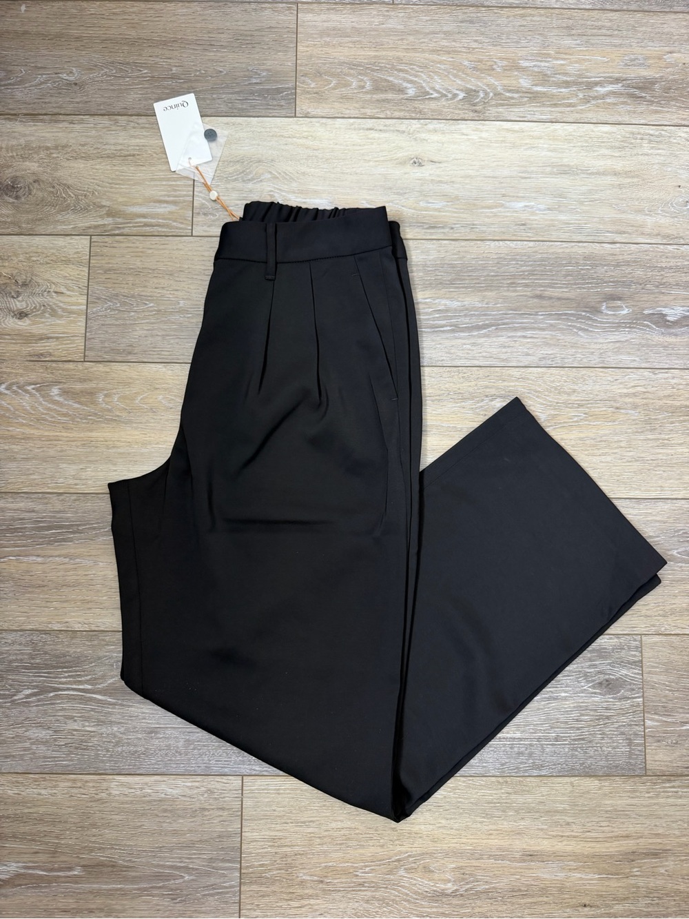 Quince Black Tailored High-Waist Wide-Leg Trousers